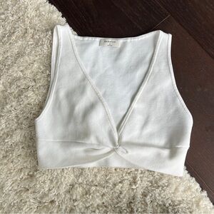 Babaton Sculpt Knit Twist Tank - White